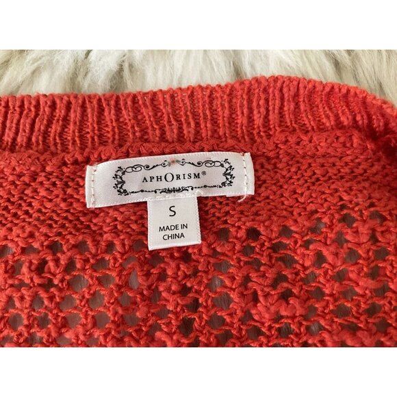 Anthropologie AphOrism Sweater Cowlneck Short Sleeves Vibrant Orange Size:S - Picture 4 of 5